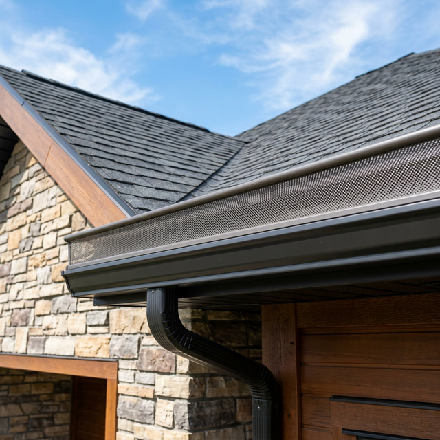 Close up of pristine rain gutter guards